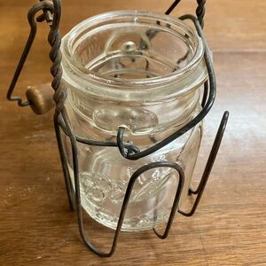 Vintage Glass Jar with Metal Holder